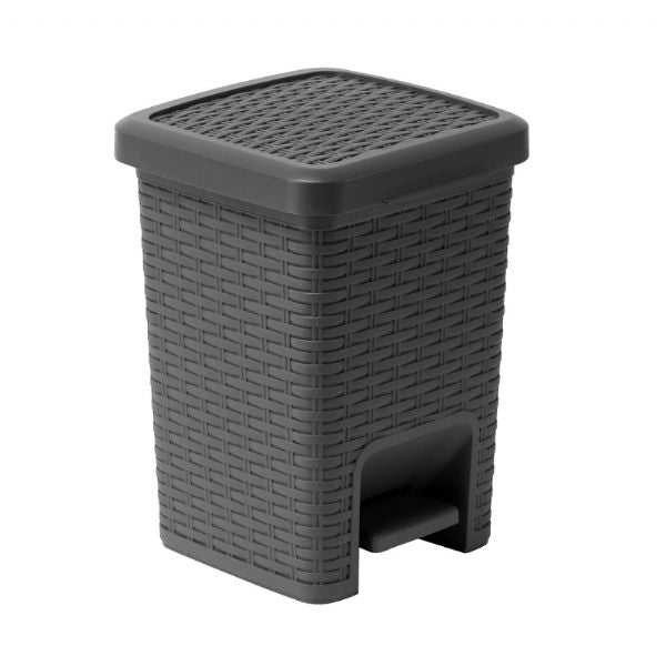 ADDIS Rattan Effect Pedal Bin  - Charcoal