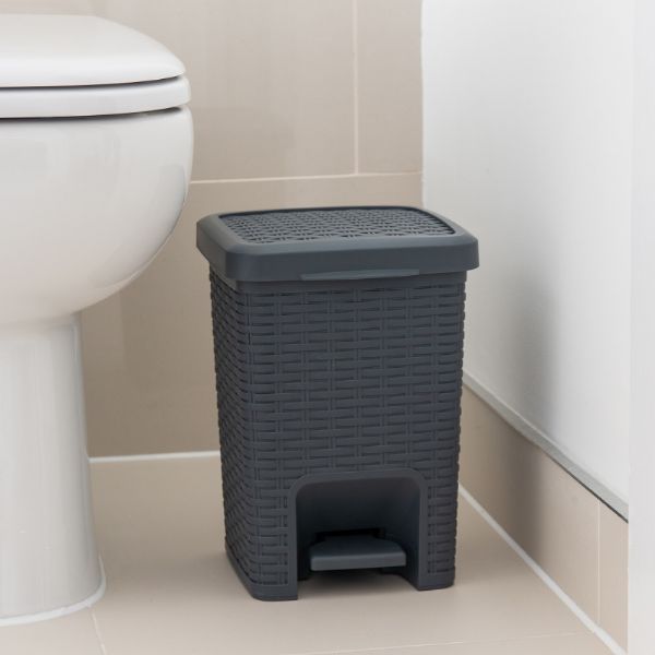 ADDIS Rattan Effect Pedal Bin  - Charcoal