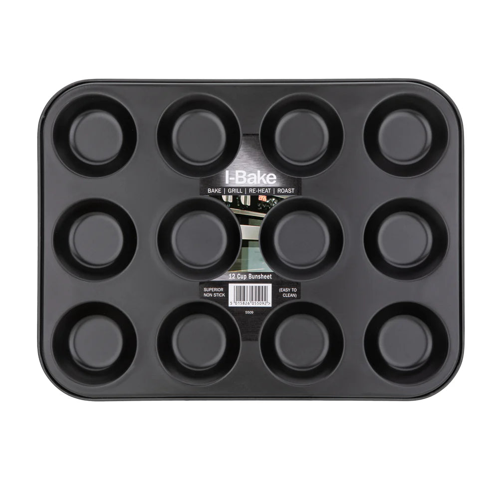 12 Cup Bun Tray | Non-Stick Carbon Steel  5015826055092