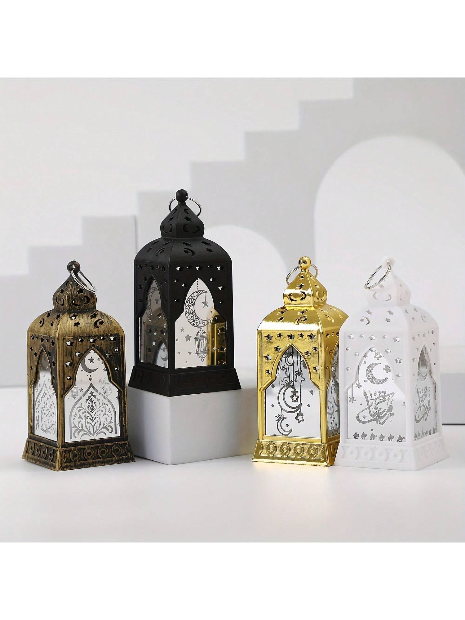 1PC Ramadan Moon & Star LED Candle Lamp Castle Lantern / Black (Code:40)