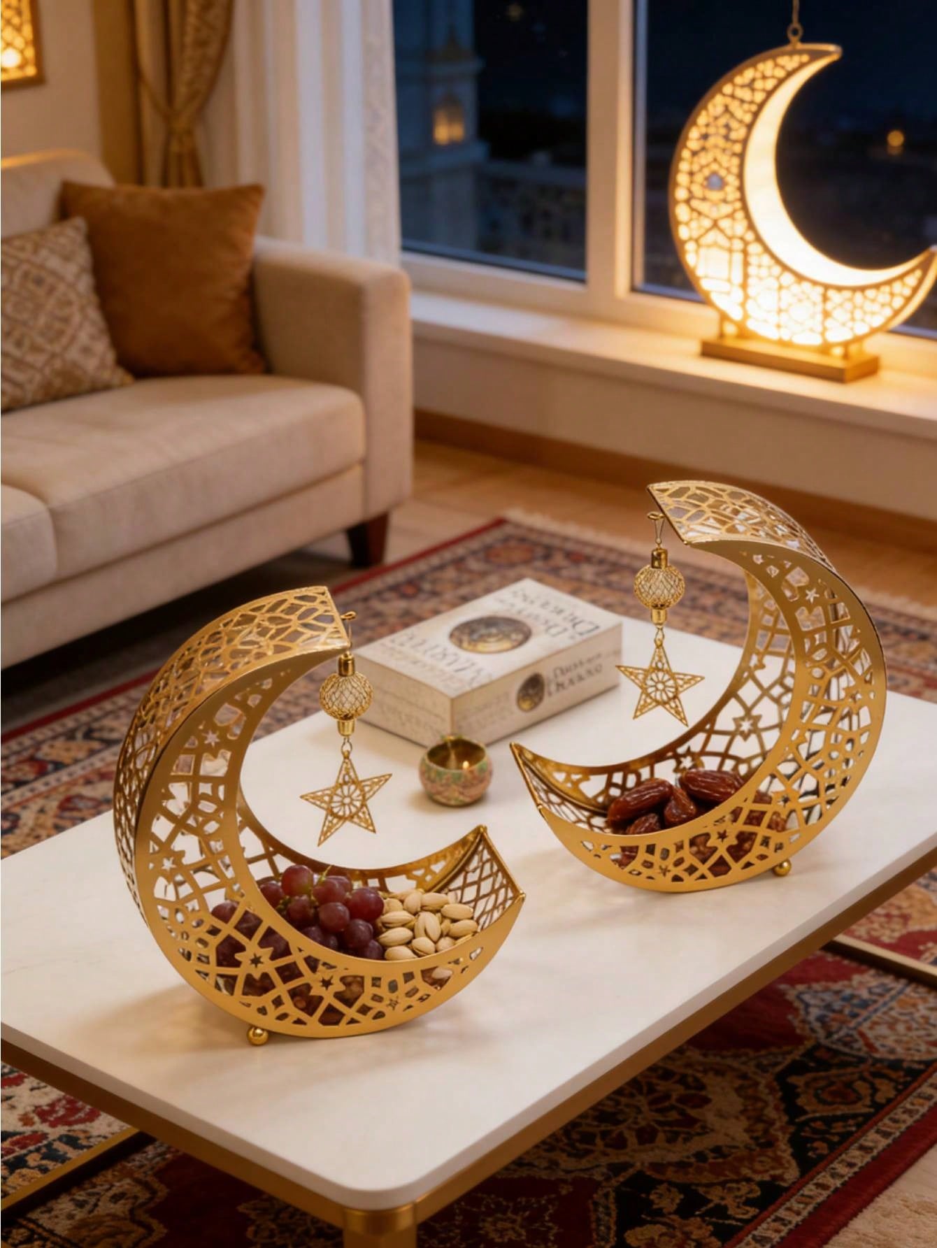 1pc Elegant Moon & Star Shaped Dates Serving Tray   (Code:27)
