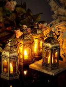 4pcs Vintage Brown Mini Lanterns With LED Lights (Code:37)