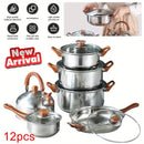 12pcs set of frying pan and kettle