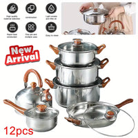12pcs set of frying pan and kettle