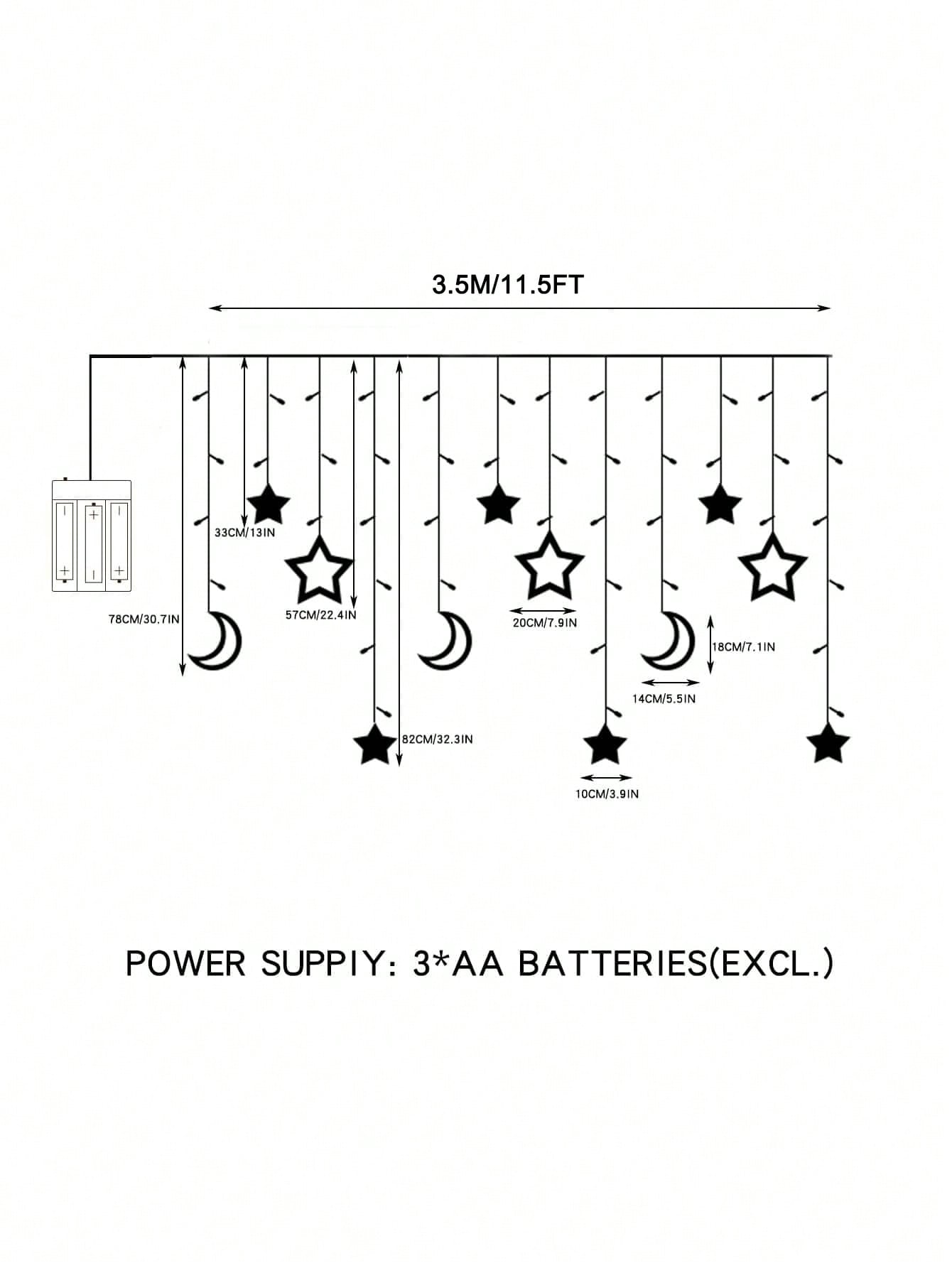 3.5m Colorful 120 Led Star & Moon Curtain String Light (Code 10)