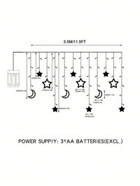 3.5m Colorful 120 Led Star & Moon Curtain String Light (Code 10)