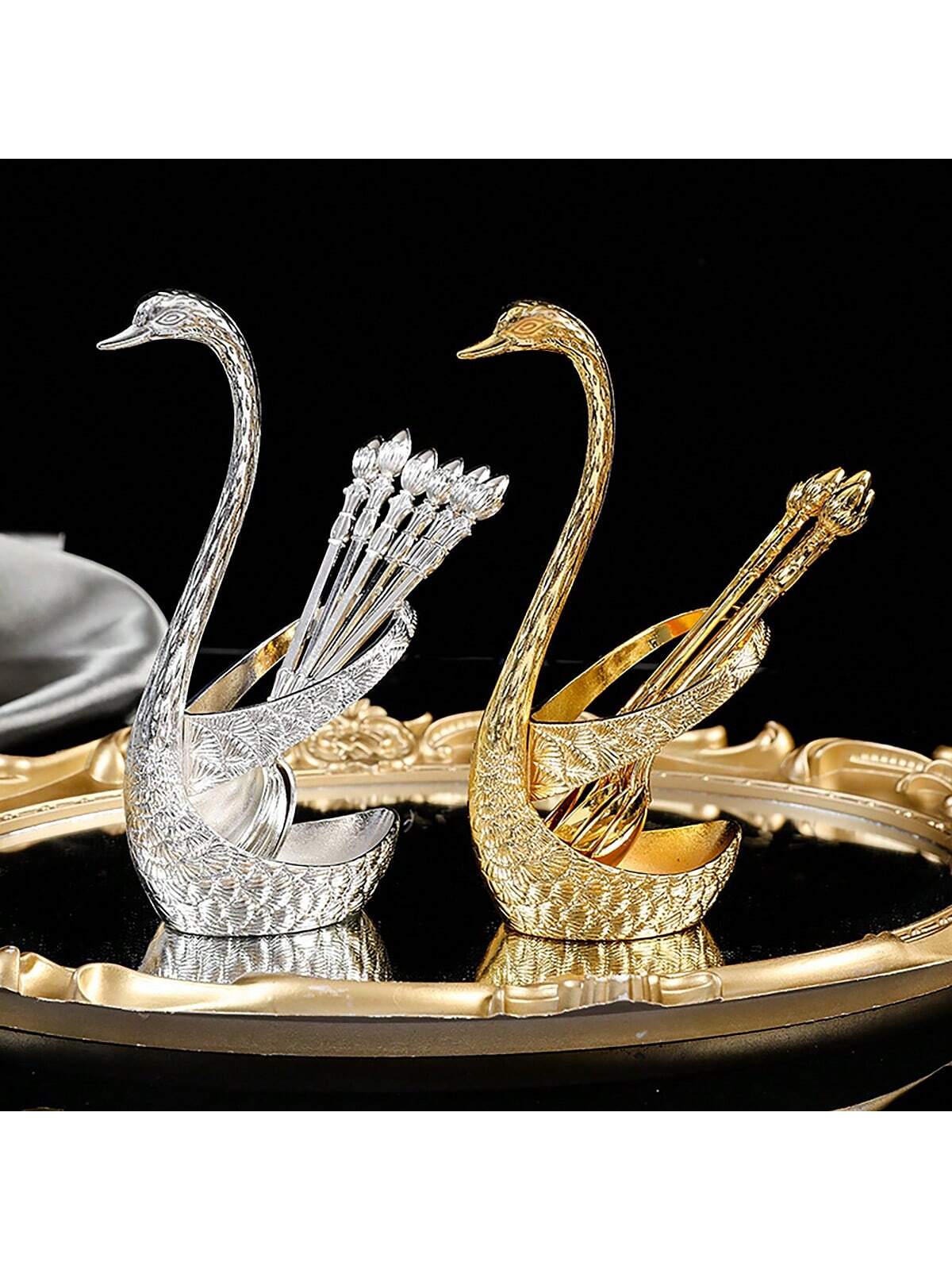 European Style Luxurious Swan-Shaped Spoon Holder (Gold Colour) (Code 7)