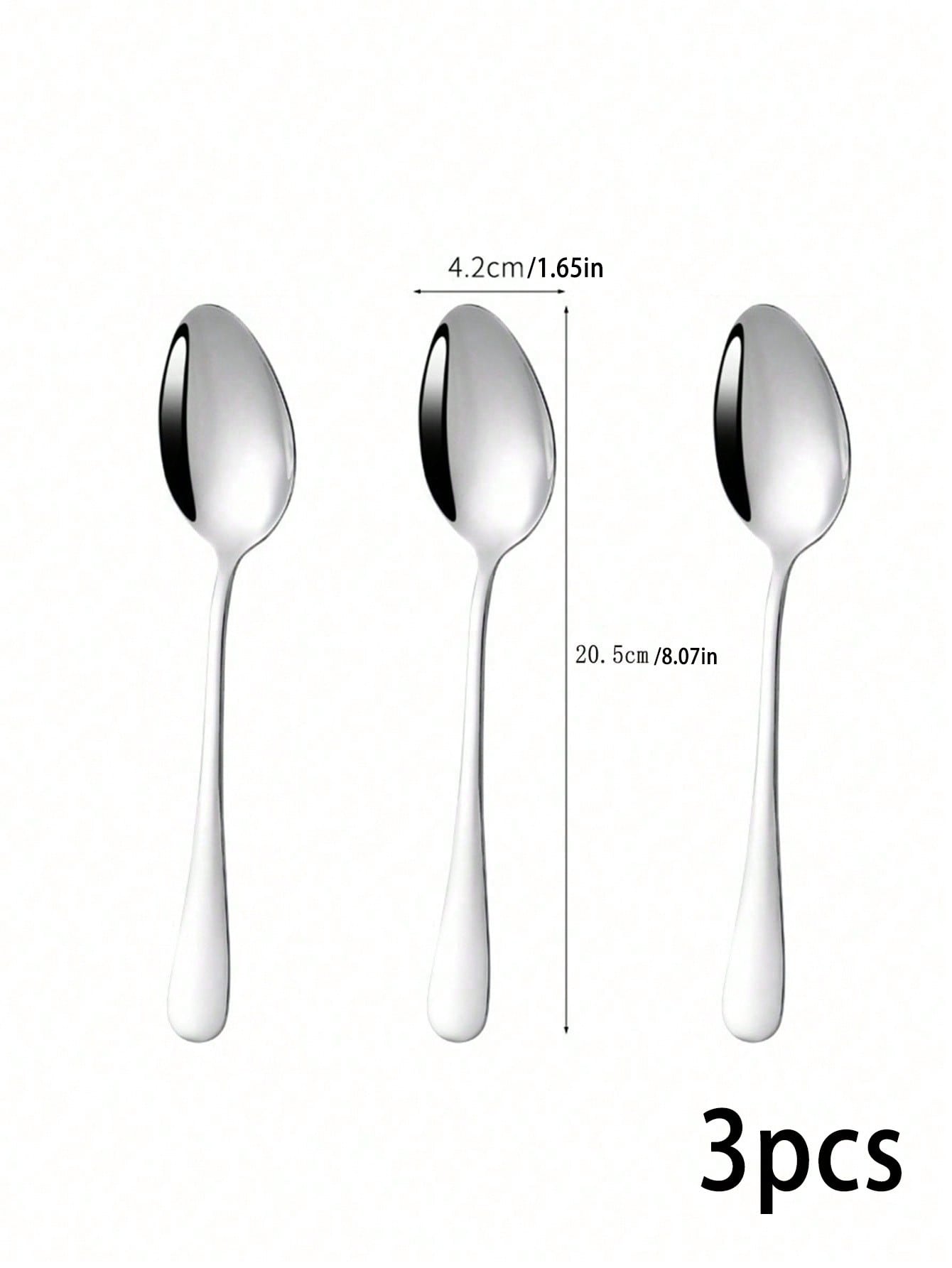 3PCS  Heavy Duty Stainless Steel Main Course Soup Spoons (Code 5)