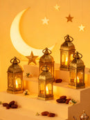 4pcs Vintage Brown Mini Lanterns With LED Lights (Code:37)