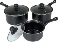 Value plus 3 PCE Sauce pan Set with Glass Lids, 16, 18, 20cm    5015826001204