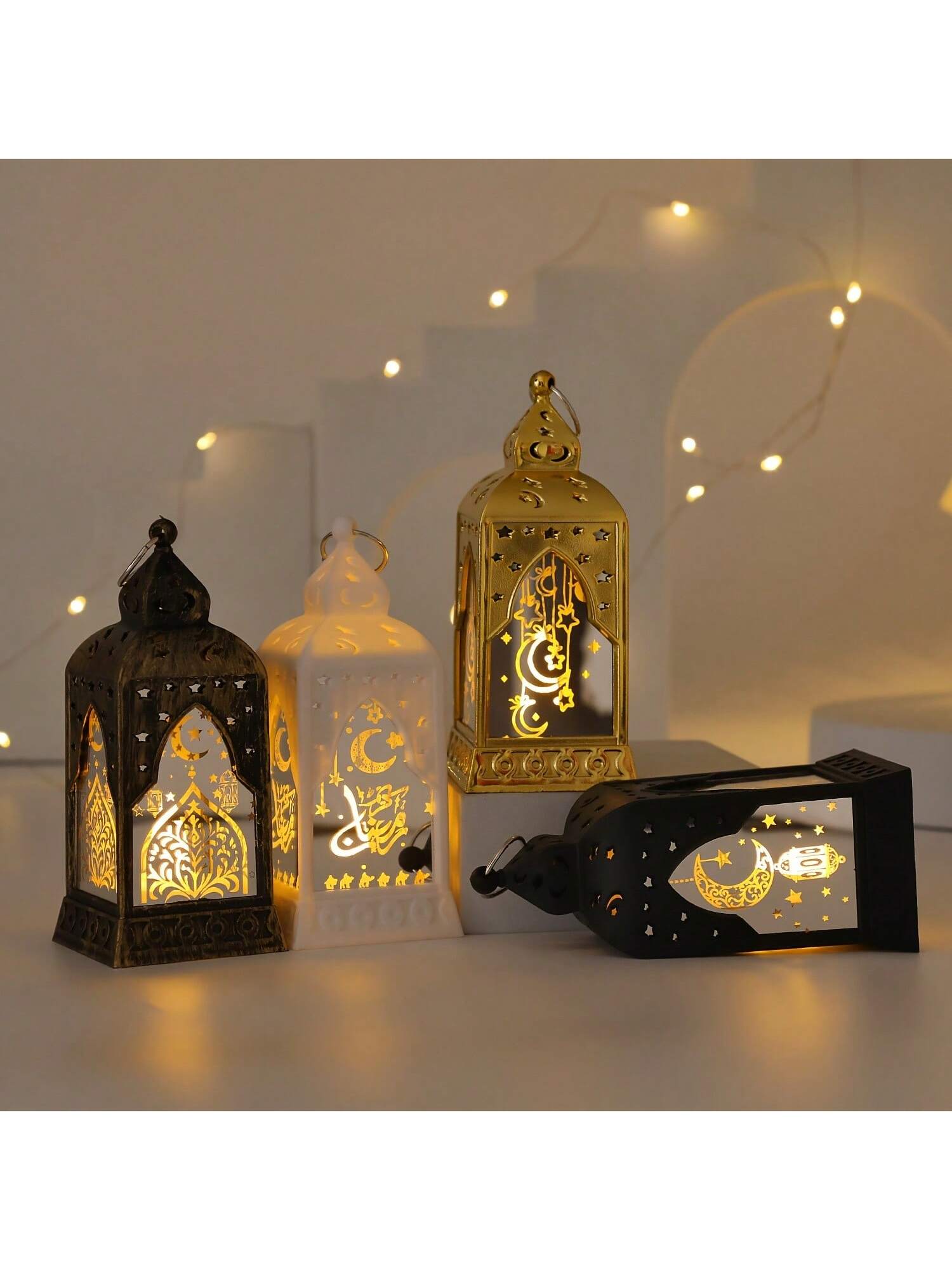 1PC Ramadan Moon & Star LED Candle Lamp Castle Lantern / Gold (Code:42)