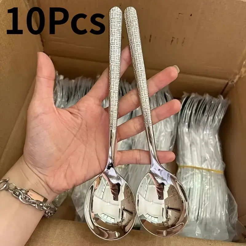 10pcs hammered stainless steel spoon
