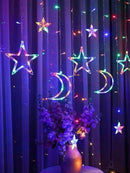 3.5m Colorful 120 Led Star & Moon Curtain String Light (Code 10)