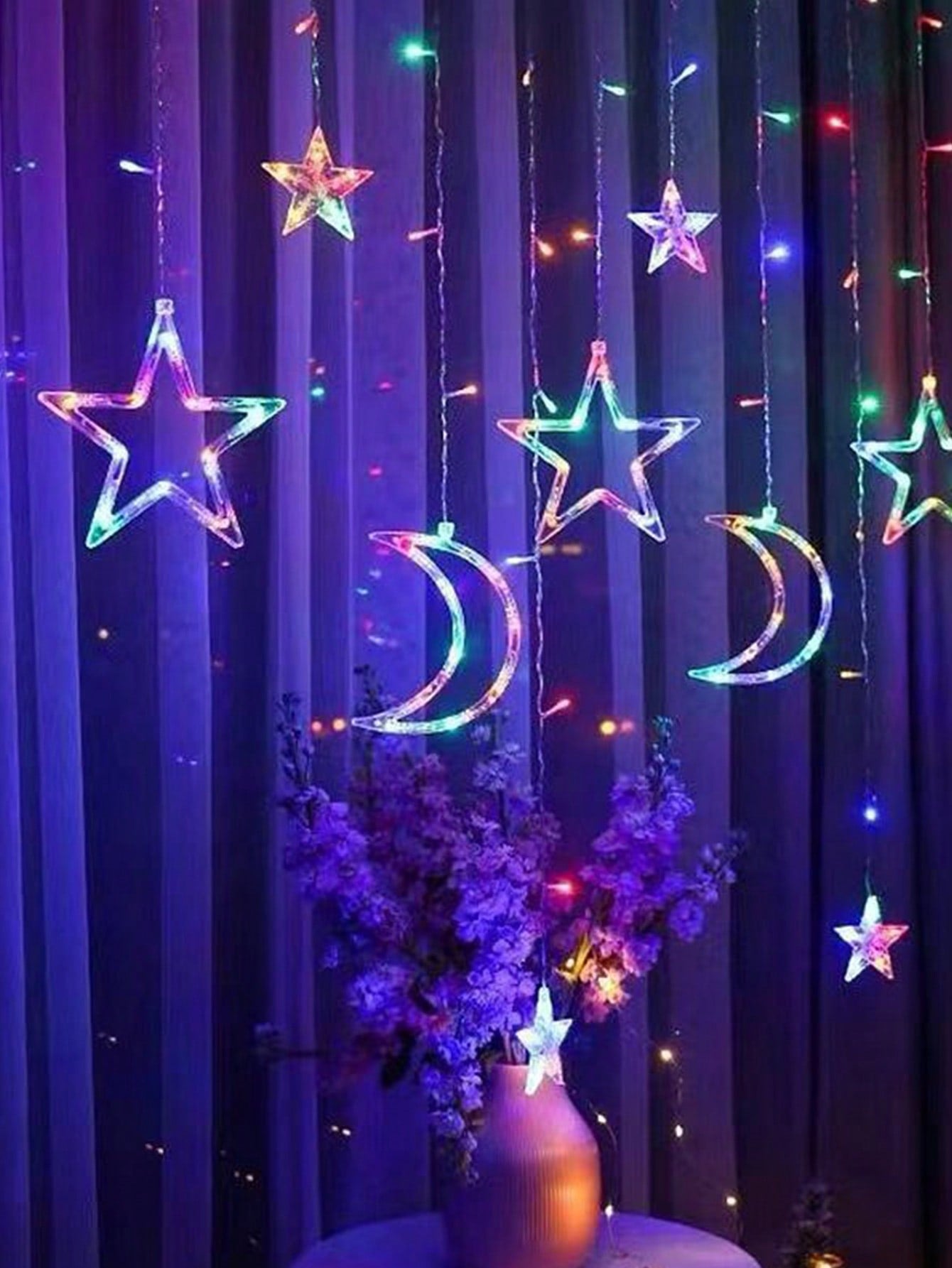 3.5m Colorful 120 Led Star & Moon Curtain String Light (Code 10)