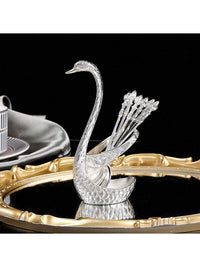 European Style Luxurious Swan-Shaped Spoon Holder (Silver Colour) (Code 8)