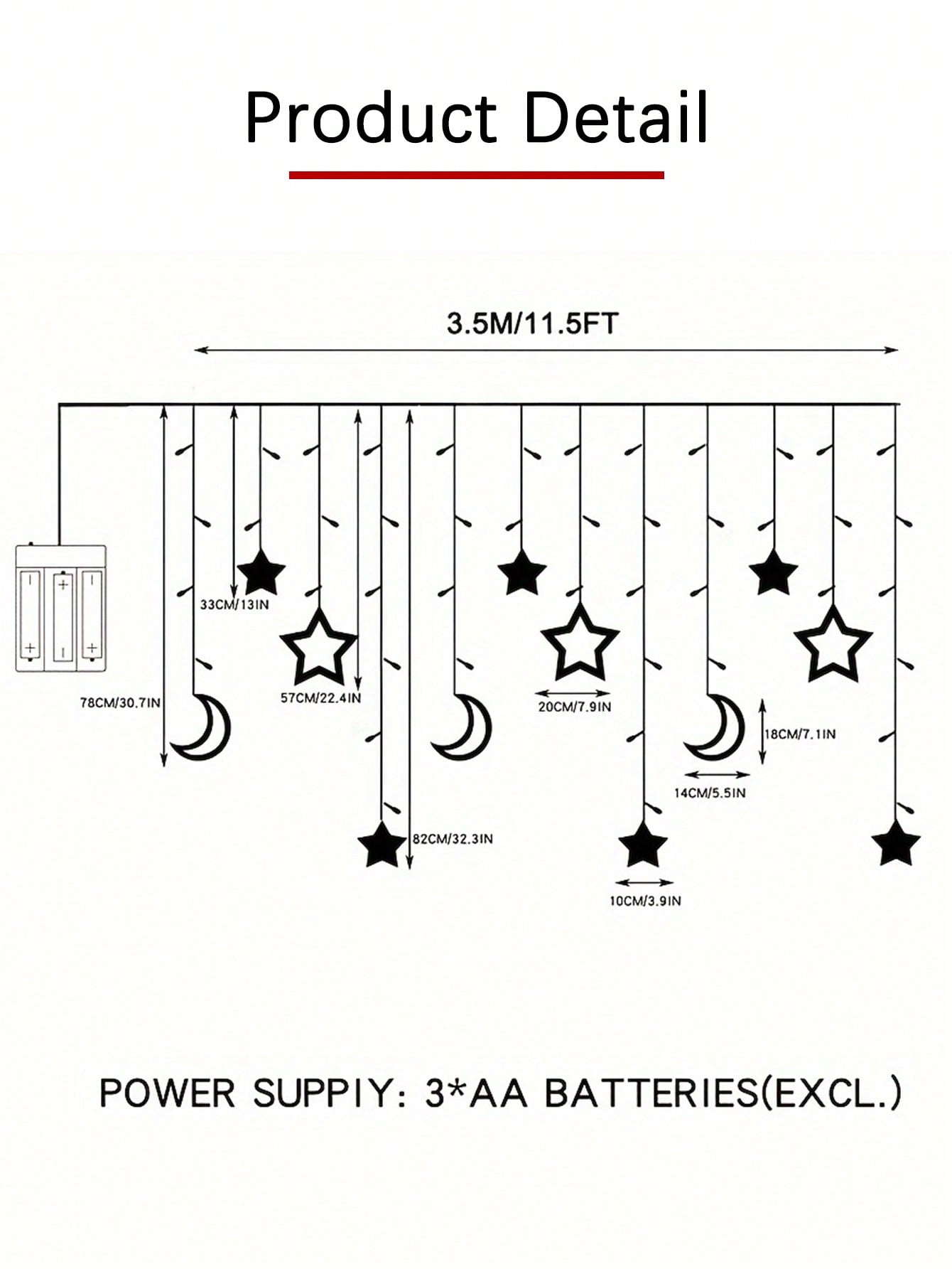 3.5m 126 LEDs Star and Moon String Lights  (Code:36)