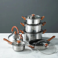 12pcs set of frying pan and kettle