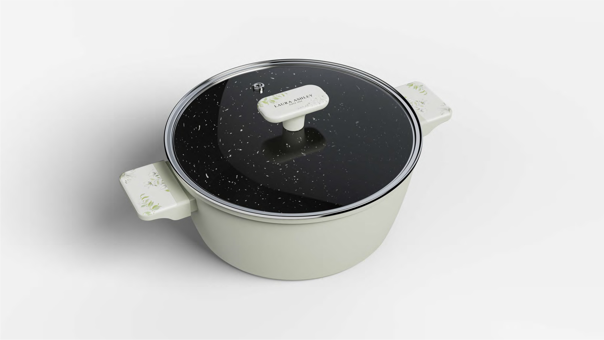 LAURA ASHLEY 10INCH / 24CM CASSEROLE POT & GLASS LID SAGE PARTERRE