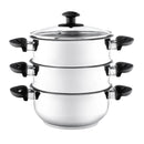 20 cm Stainless Steel 3 pieces SET Tier Steamer & Tempered Glass Lid (Supreme Vision) 5015826002126