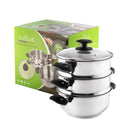 20 cm Stainless Steel 3 pieces SET Tier Steamer & Tempered Glass Lid (Supreme Vision) 5015826002126