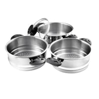 20 cm Stainless Steel 3 pieces SET Tier Steamer & Tempered Glass Lid (Supreme Vision) 5015826002126