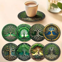 8pcs Wooden Coasters Set