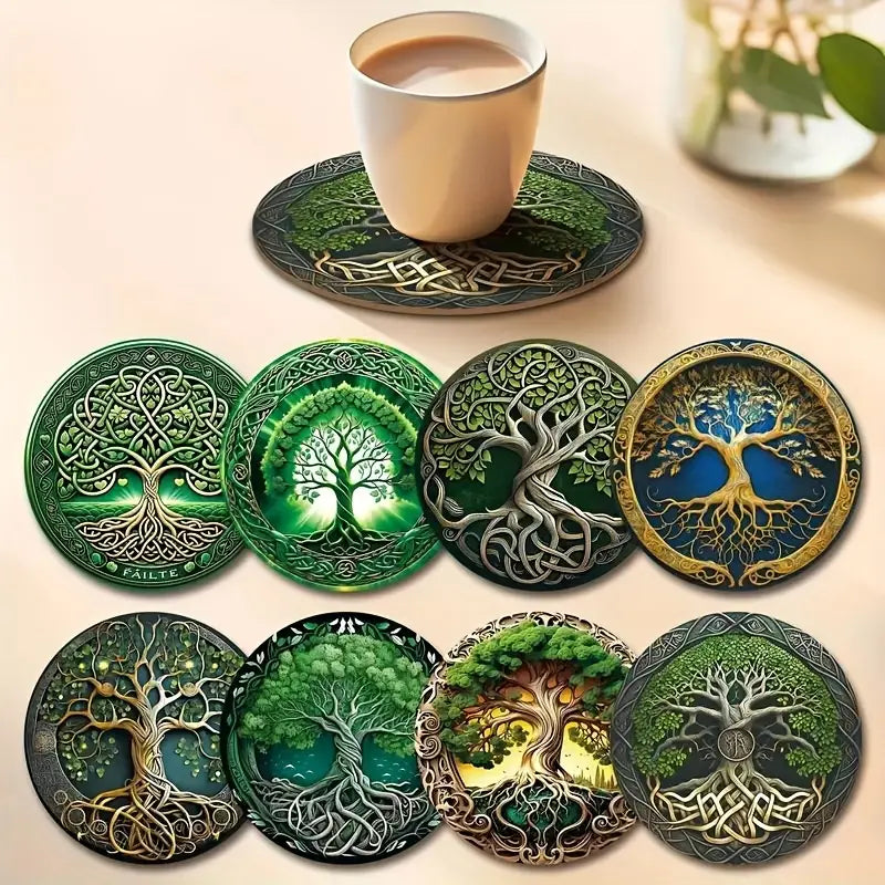 8pcs Wooden Coasters Set