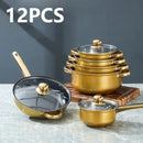 12pcs Golden stainless steel cookware set Non Stick