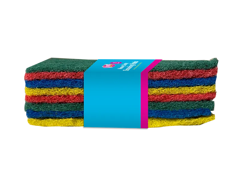 Heavy Duty Coloured Scouring Pads - 8 Pack   (5056170353557)