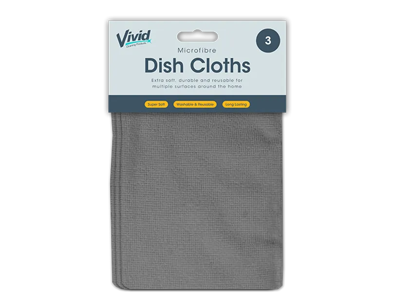 Microfibre Colour Dish Cloths 3pack   (5056170385909)
