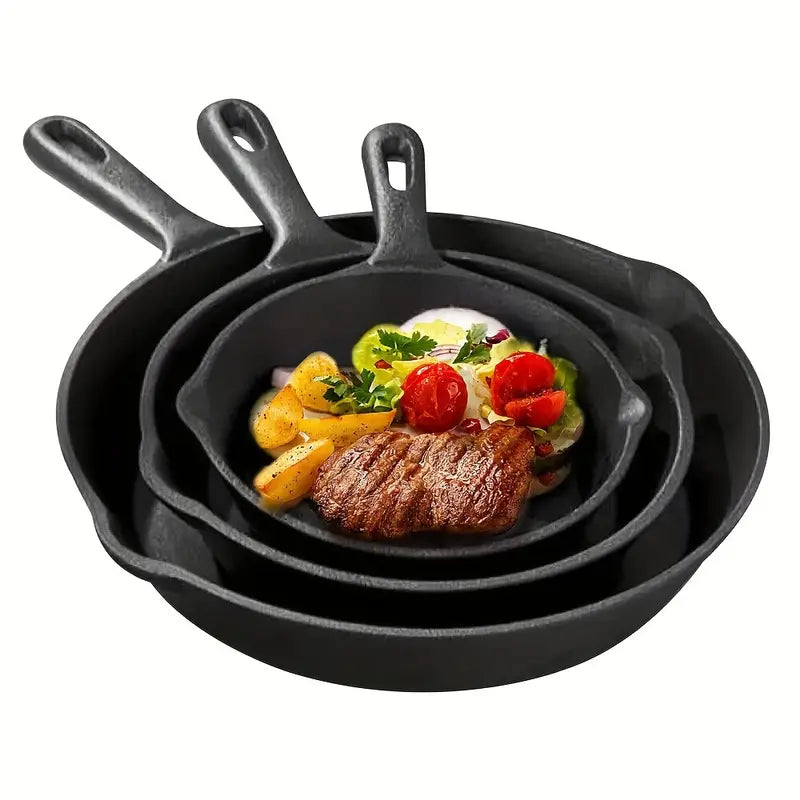 3pcs Set Cast Iron Non Stick Frying Pans