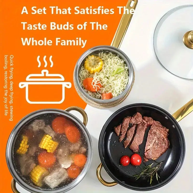 12pcs Stainless Steel Cookware Set Non Stick -Orange