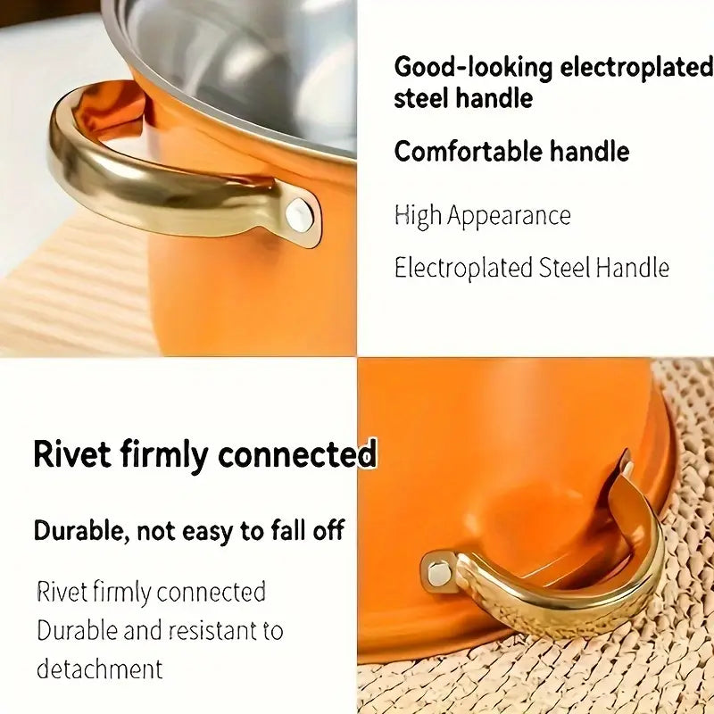 12pcs Stainless Steel Cookware Set Non Stick -Orange