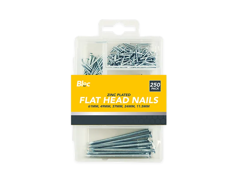 Assorted Flat Head Nails 250pack   (5056170305587)