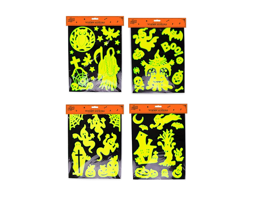 Glow In The Dark Halloween Window Stickers   (5056170309035)