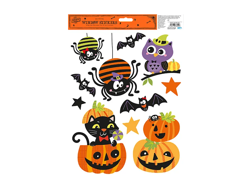 Halloween Glitter Window Stickers   (5056170338523)