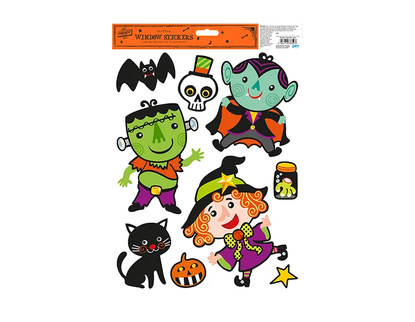 Halloween Glitter Window Stickers   (5056170338523)