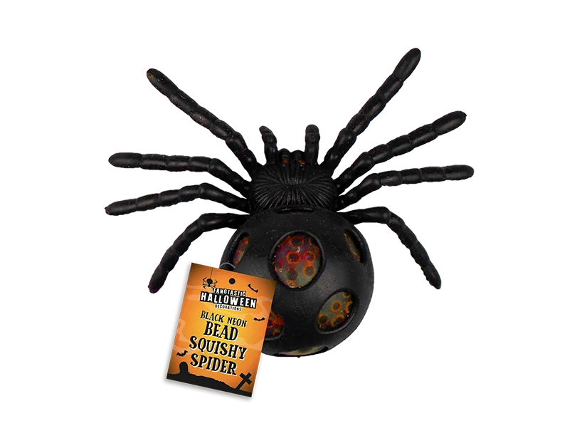 Black Neon Bead Squishy Spider CDU   (5056170354516)