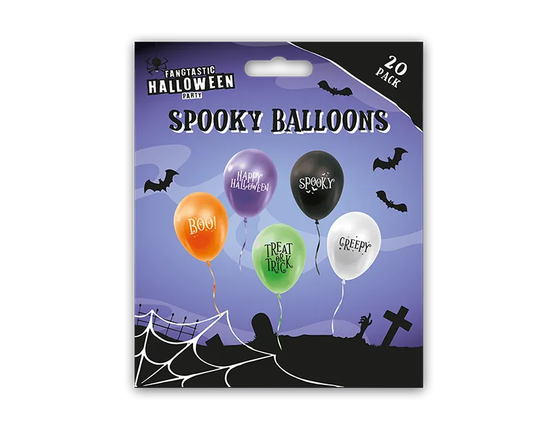 Spooky Printed Balloons 20 pack CDU   (5056283882890)