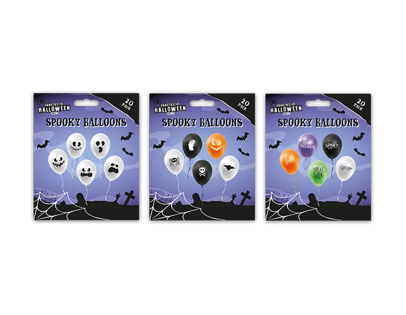 Spooky Printed Balloons 20 pack CDU   (5056283882890)