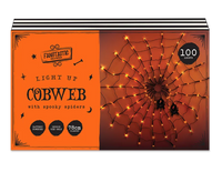 Spooky Light Up Cobweb with Spiders 78cm -100 orange LED lights  (5056283883002)