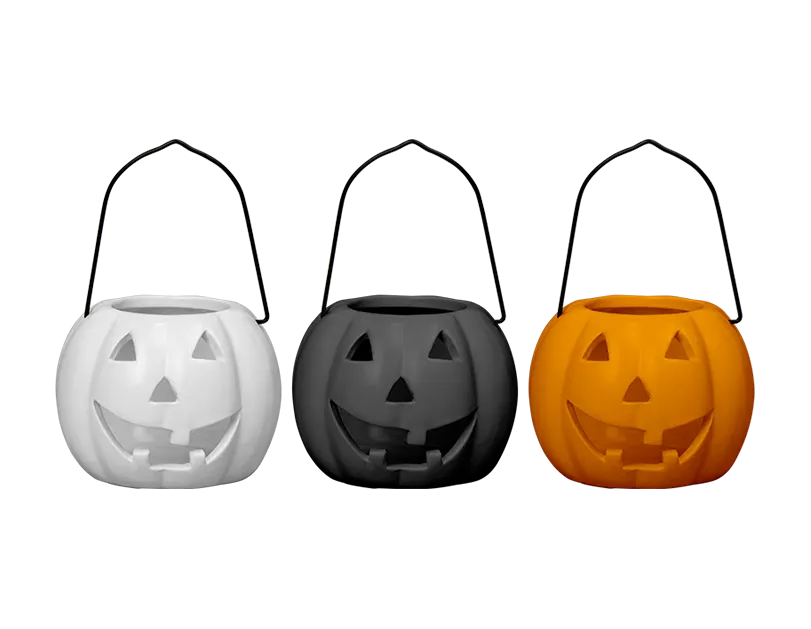 Halloween Pumpkin Tealight Holder with Handle 10cm    (5056283854941)
