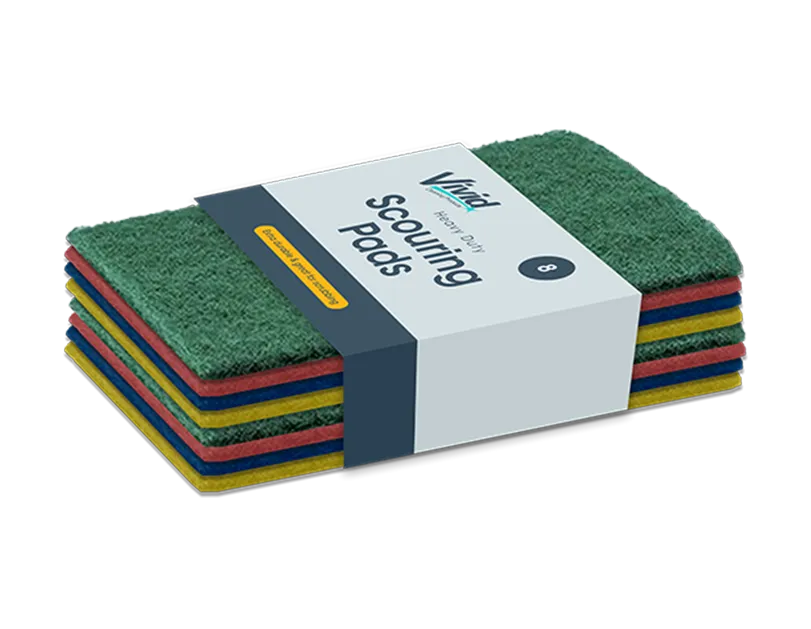 Heavy Duty Coloured Scouring Pads - 8 Pack   (5056170353557)
