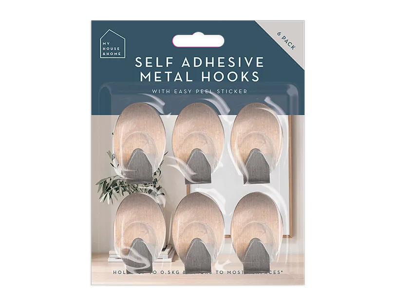 Metal Self-Adhesive Hooks 6pack   (5056170337458)