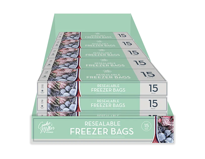Resealable Freezer Bags 15 pack CDU   (5063435114365)