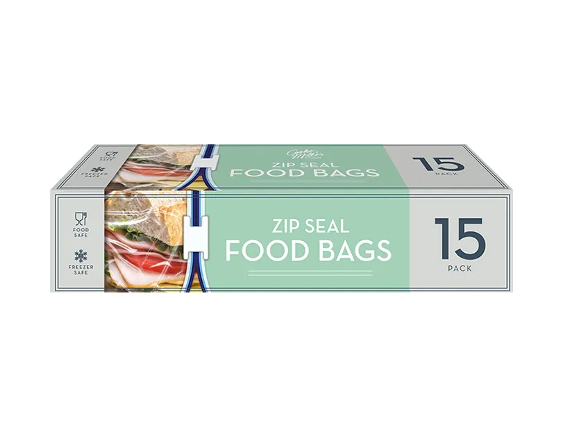 Slide Zip Food Bags 15 pack CDU   (5063435114372)