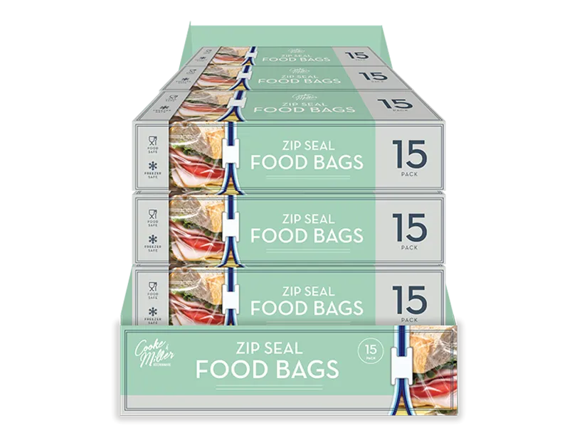 Slide Zip Food Bags 15 pack CDU   (5063435114372)