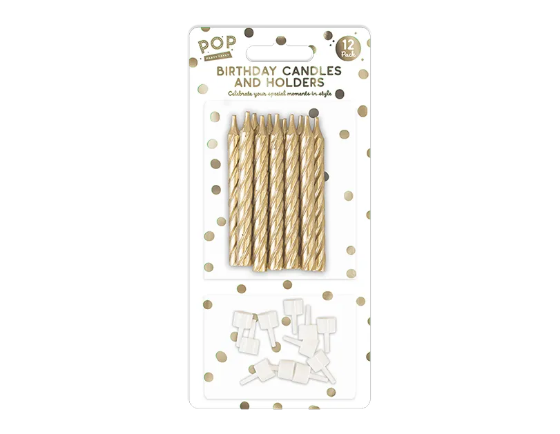 Metallic Candles Set 12 pack   (5063435115652)