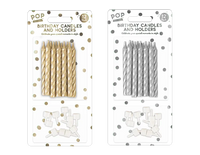 Metallic Candles Set 12 pack   (5063435115652)