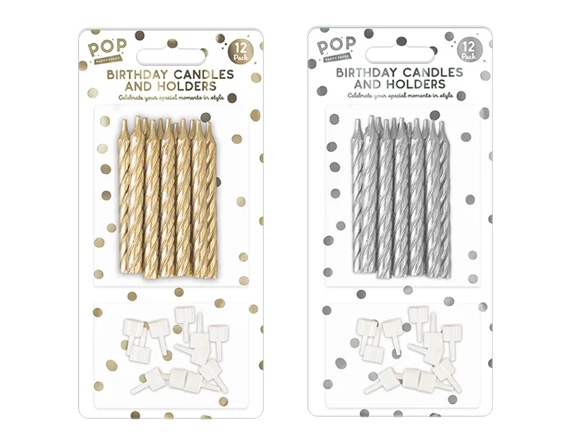 Metallic Candles Set 12 pack   (5063435115652)